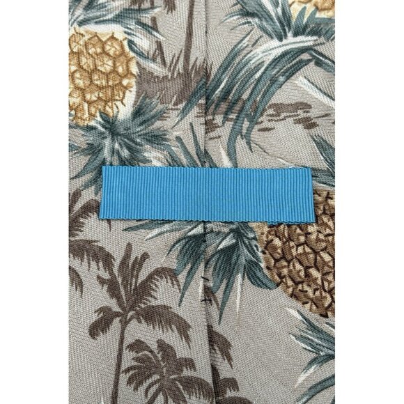 TOMMY BAHAMA Tie Men's 100% Silk Yellow Brown Green Pineapple Floral Palm Trees - Picture 4 of 10